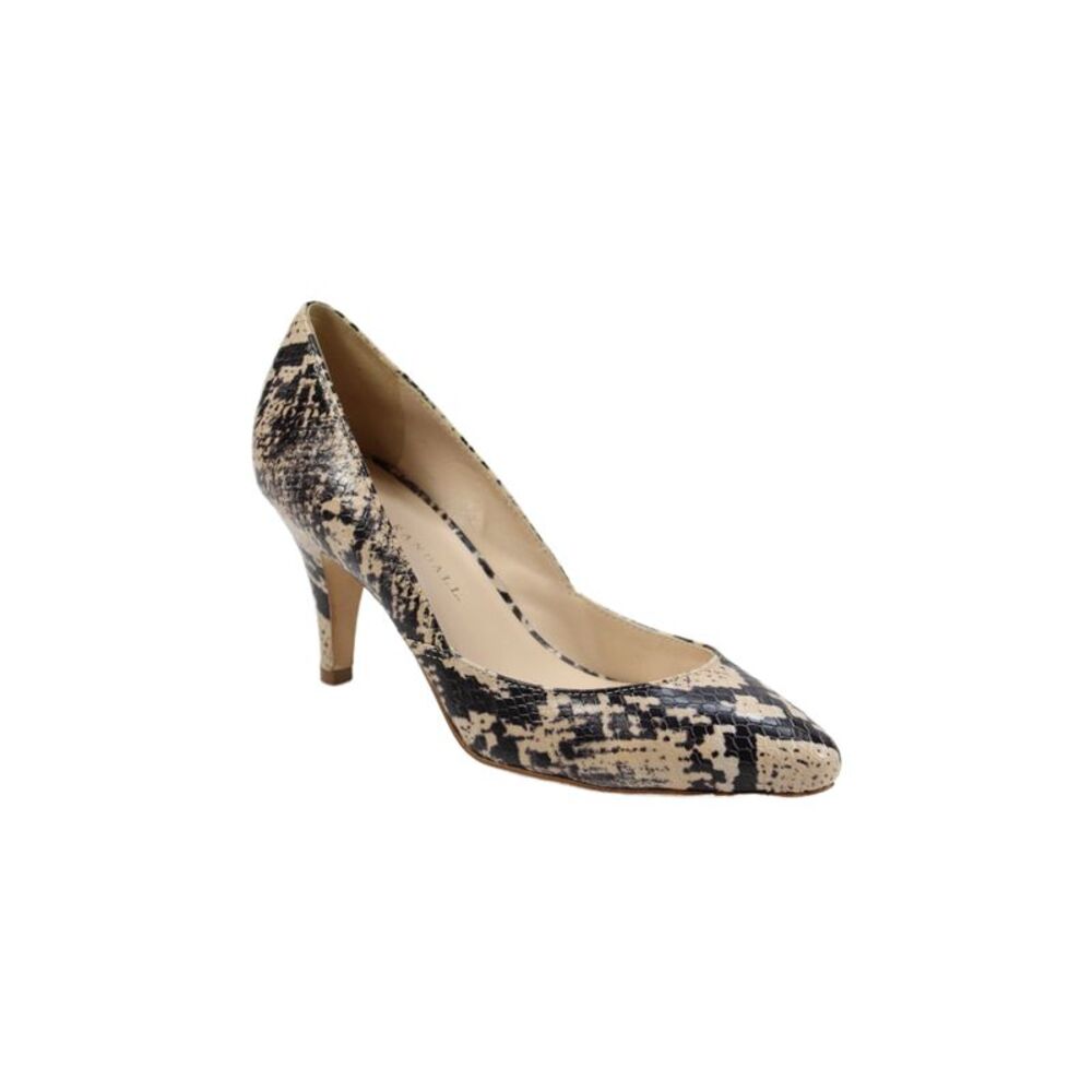 Loeffler Randall Womens Leather Snakeskin Print Pumps Beige Black Size 37 7